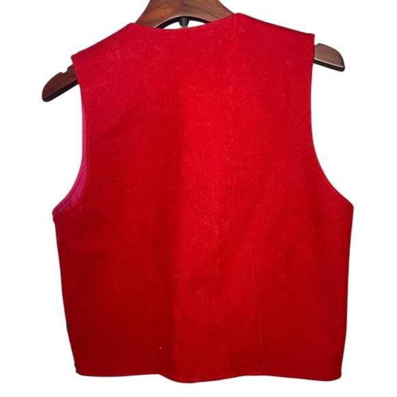 Vtg Snowman Red Christmas Ugly Grandma Sweater Vest Wool Blend Winter Holiday - Picture 2 of 5